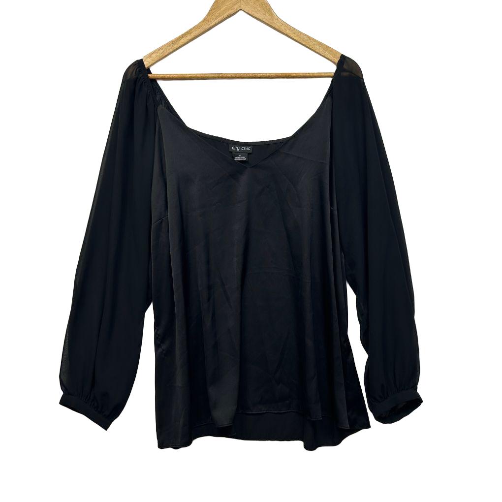 City Chic Black Top - Size 16/S