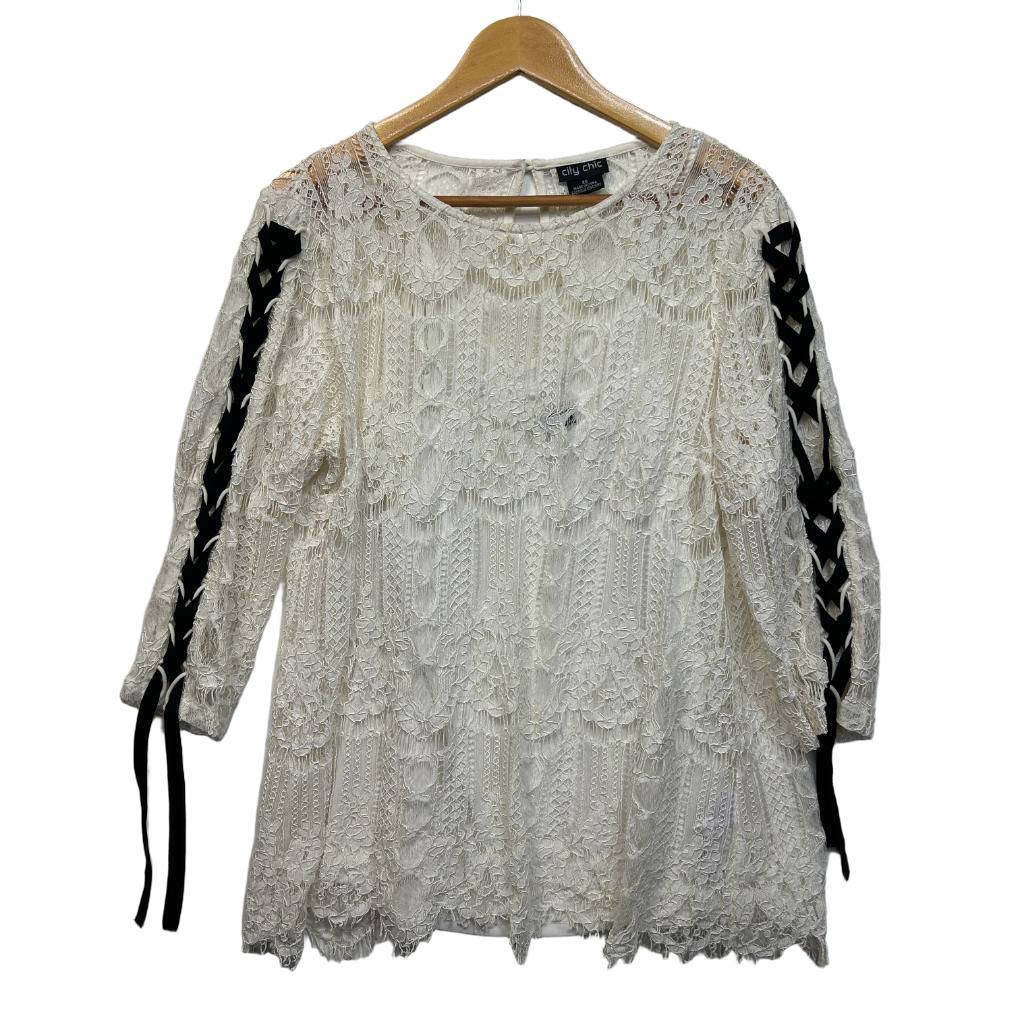 City Chic White Lace Top - Size 14/XS