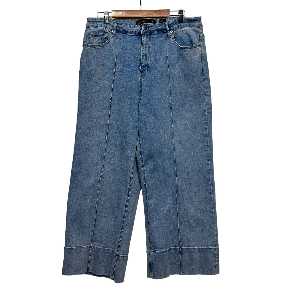 City Chic Light Blue Wide Leg Harley High Rise Crop Jeans - Size 18