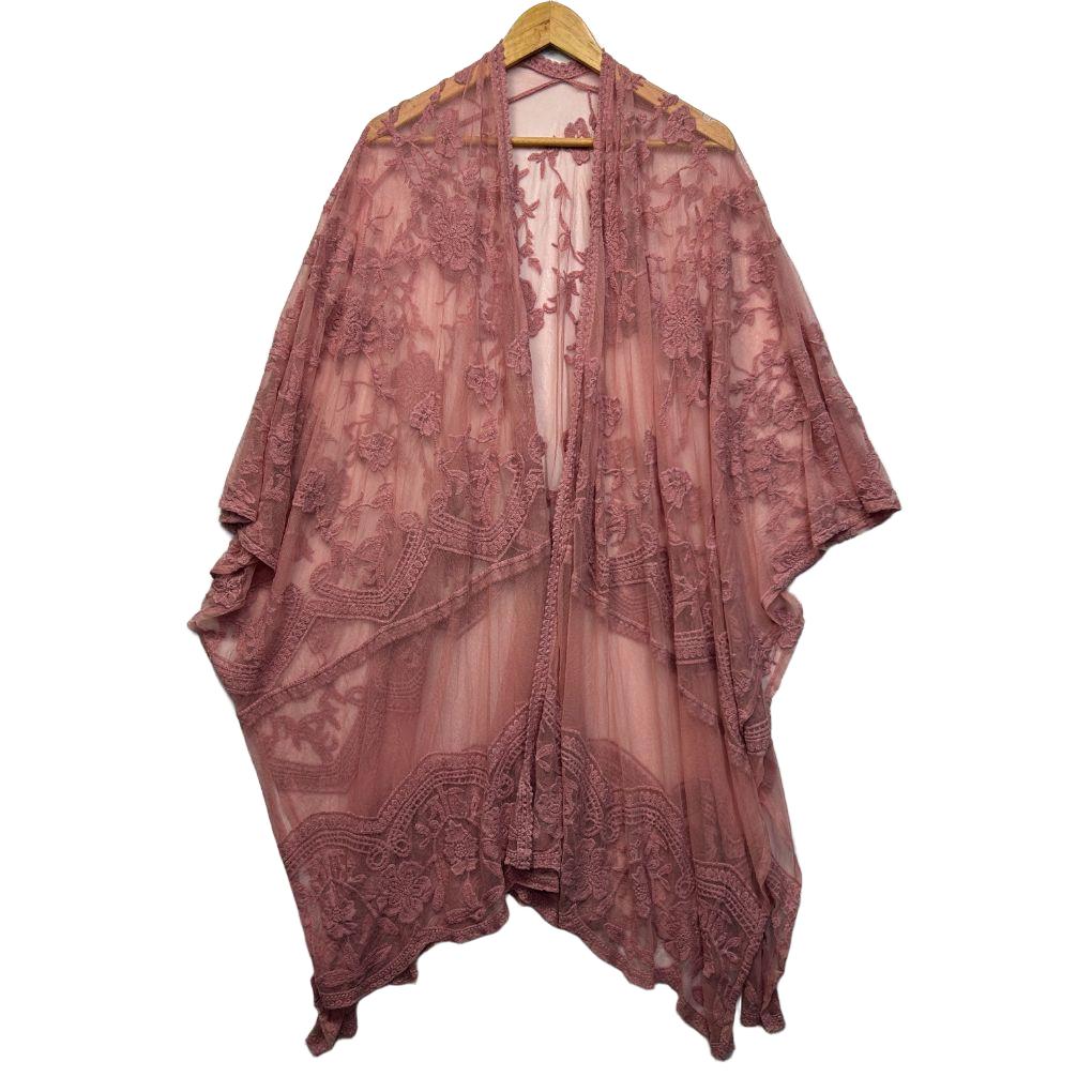 Boho Dusty Pink Lace Kaftan - One Size