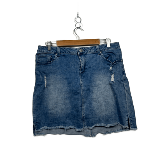 Clothing & Co Blue Raw Hem Denim Skirt - Size 14