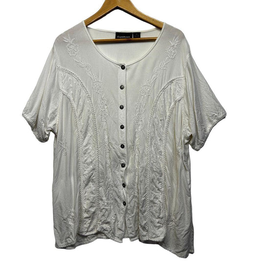 Clubhouse White Embroidered Boho Top - Size 22