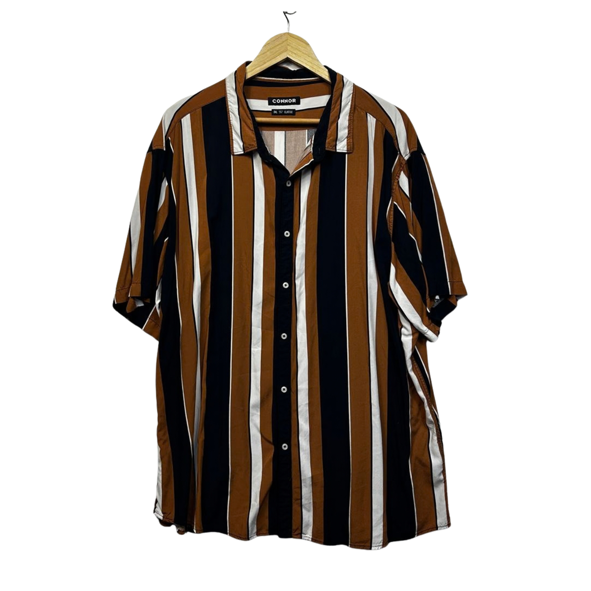 Connor Brown Striped Short Sleeve Mens Shirt - Size 3XL