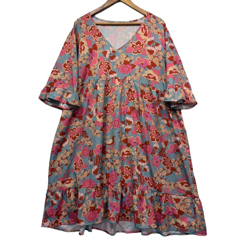 Multicoloured Floral Dress - Size 5XL