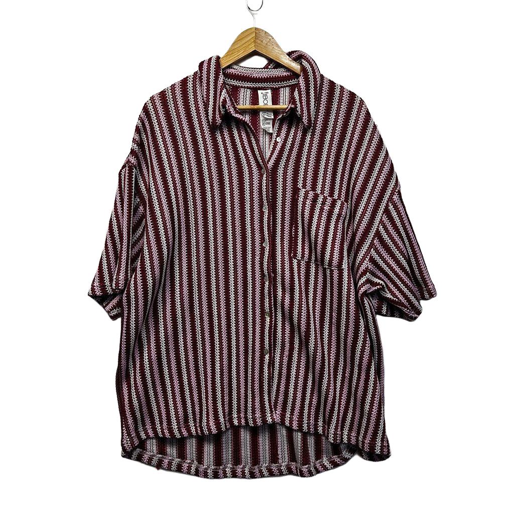 Cotton On Body Burgundy Striped Cotton Knit Shirt - Size XL