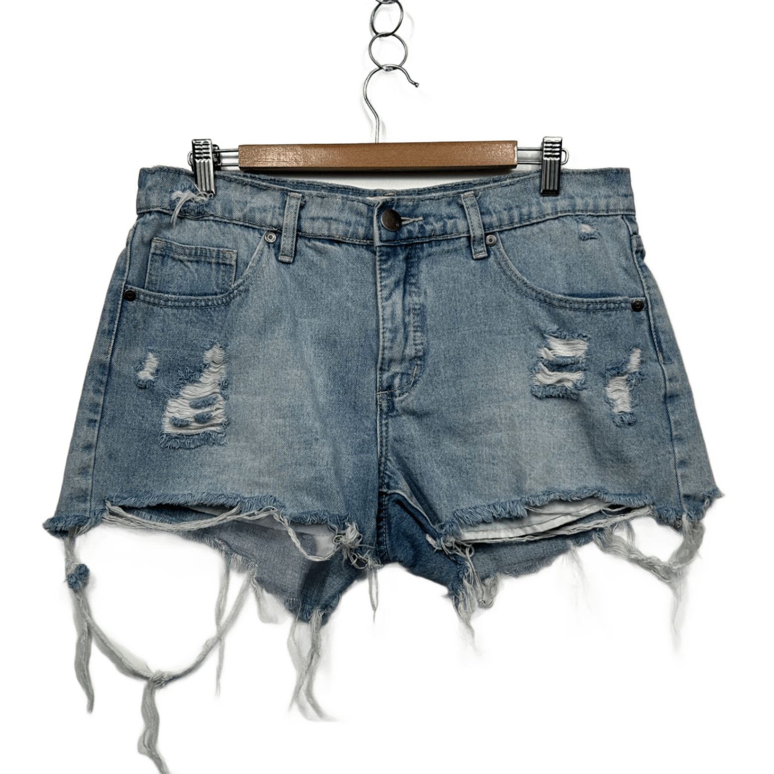 Cotton On Light Blue Relaxed Distressed Ripped Frayed Hem Size 14