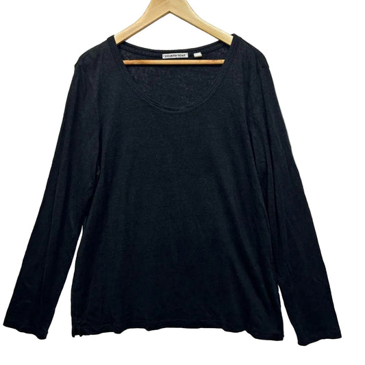 Country Road Black Linen Top - Size XL