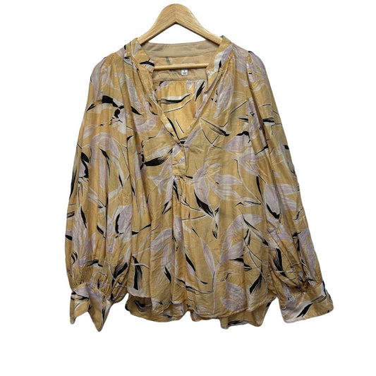 Country Road Yellow Silk Top - Size 14