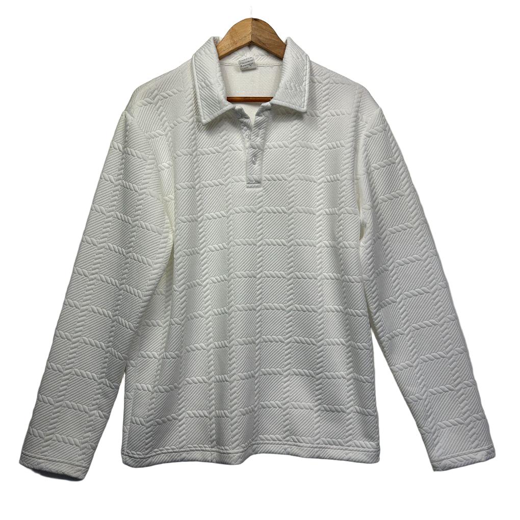 White Polo Long Sleeve Top - Size L