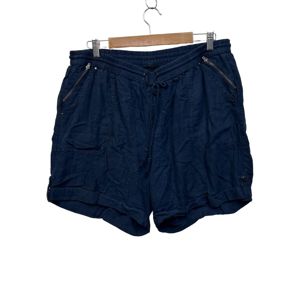 Crossroads Navy Linen Shorts - Size 16