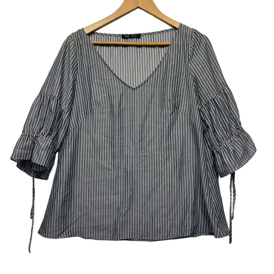 Cue City Grey Stripe Top - Size 14