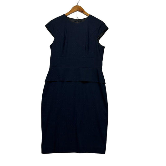 Cue City Navy Cap Sleeve Dress - Size 14