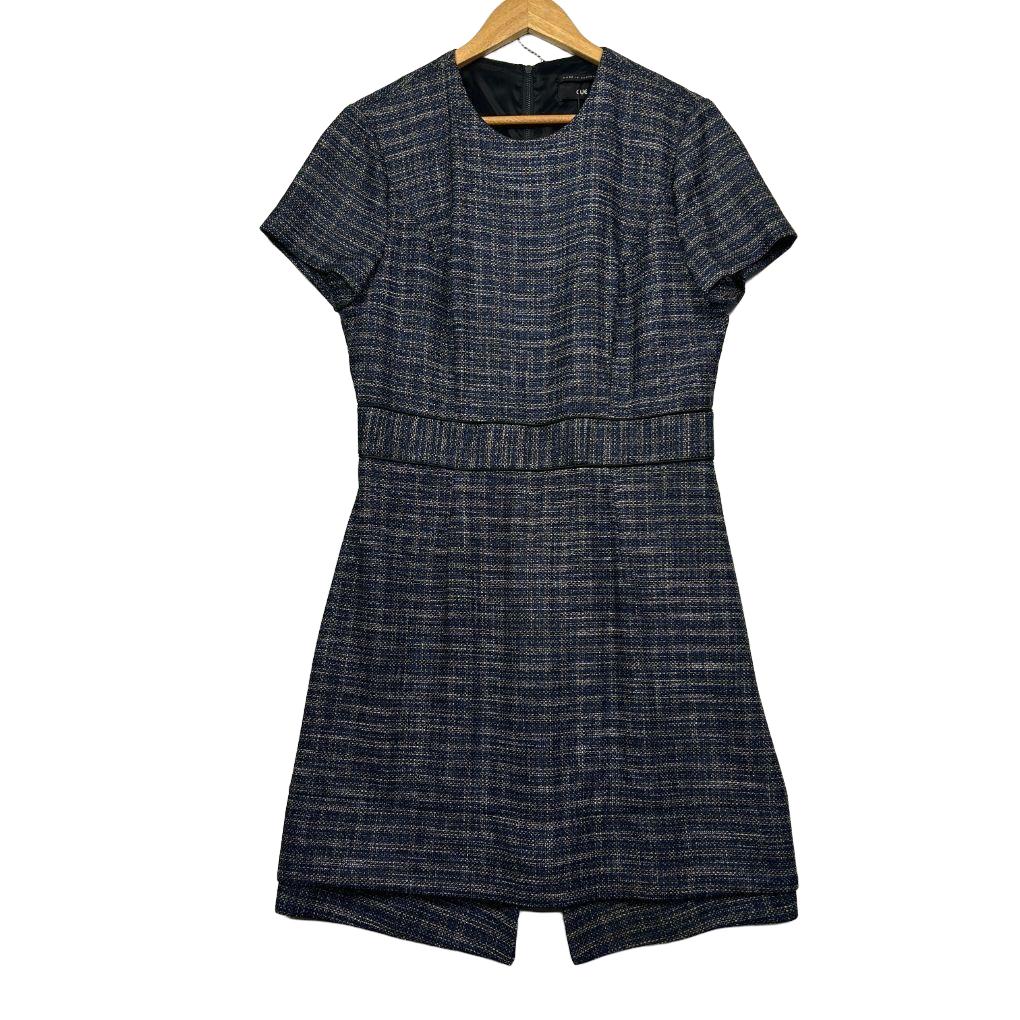 Cue Navy Cap Sleeve Dress - Size 14