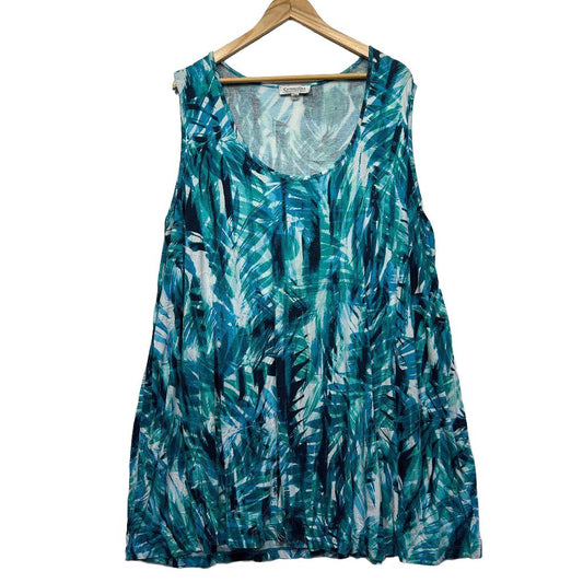 Curvaceous Teal/Blue Floral Top - Size 22/24/2XL (fault)