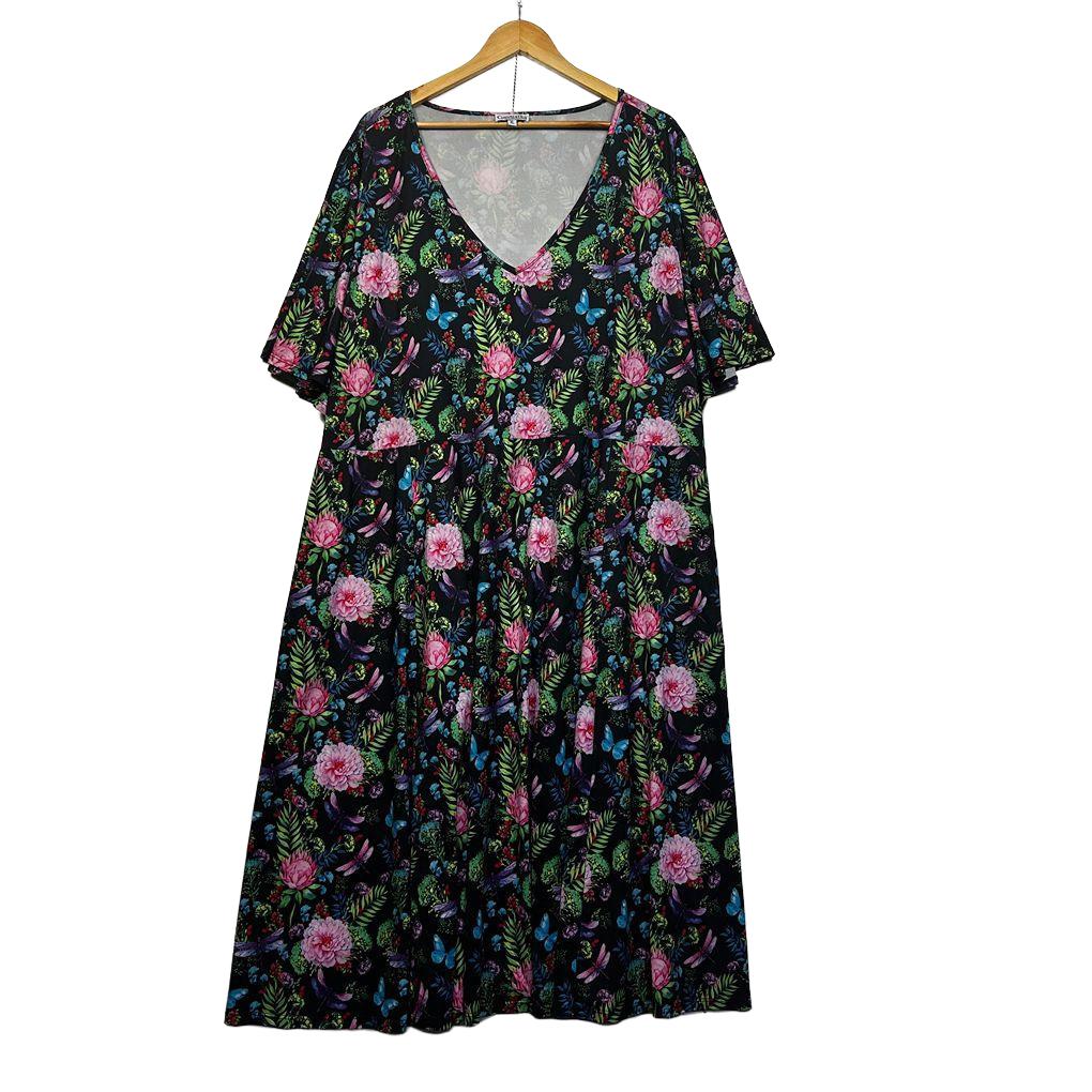 Curvaceous Black Floral Dress - Size 22/XL