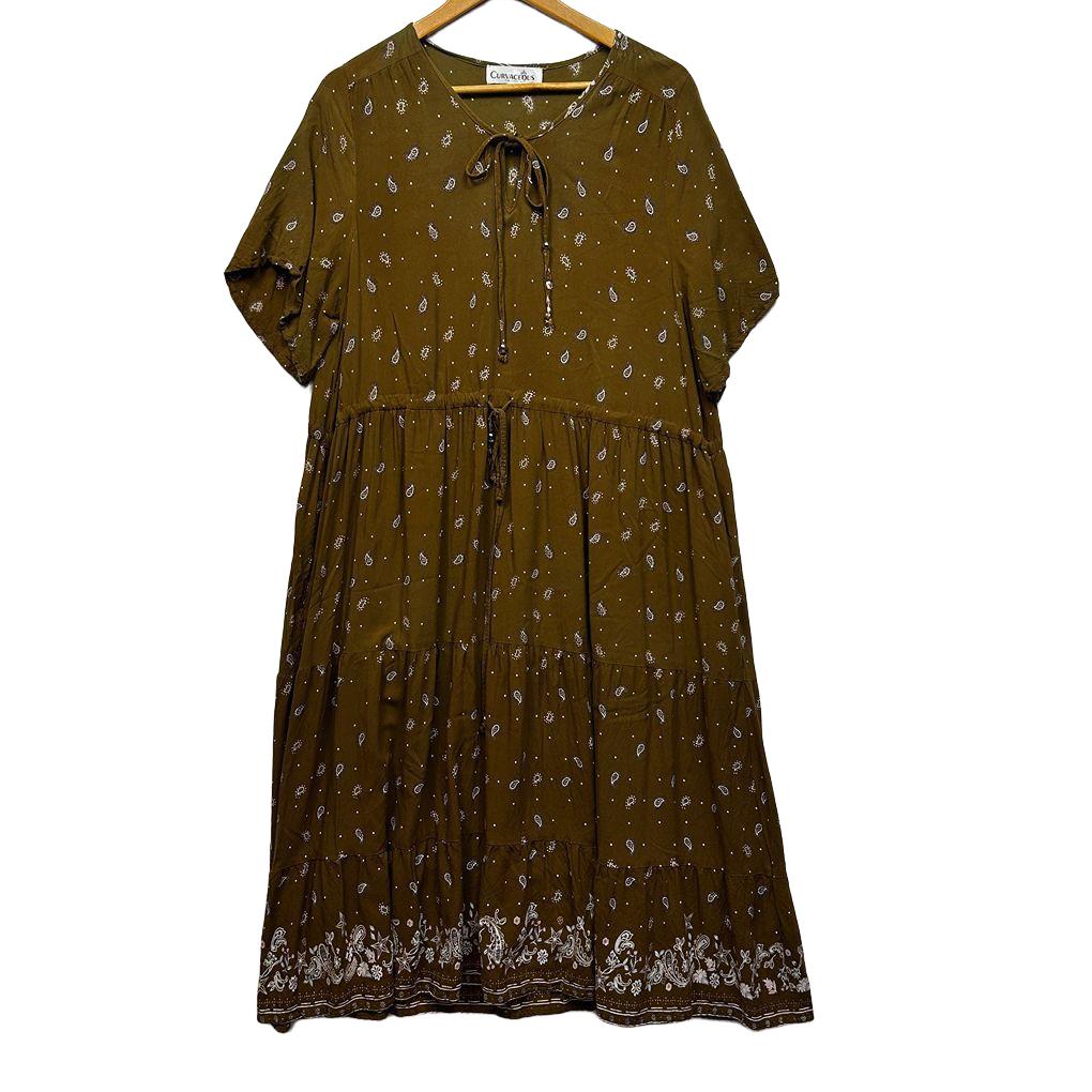 Curvaceous Khaki Maxi Dress - Size 18/M