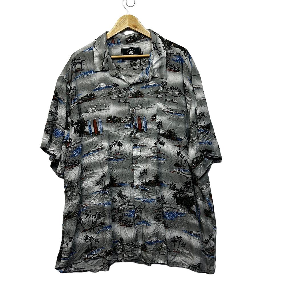 DBK Apparel Grey Hawaiian Surf Tropical Print Shirt - Size 9XL