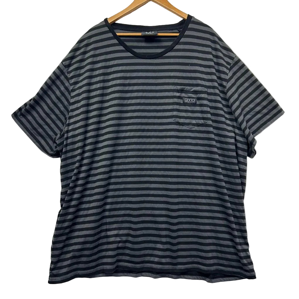 DBK Grey Striped Cotton Mens T-Shirt - Size 10XL