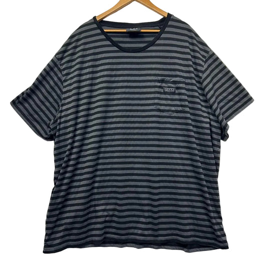 DBK Grey Striped Cotton Mens T-Shirt - Size 10XL