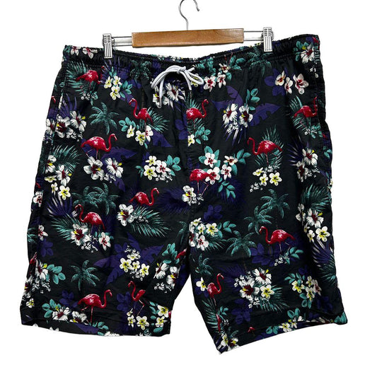 DBK Originals Black Floral Cotton Mens Shorts - Size 127