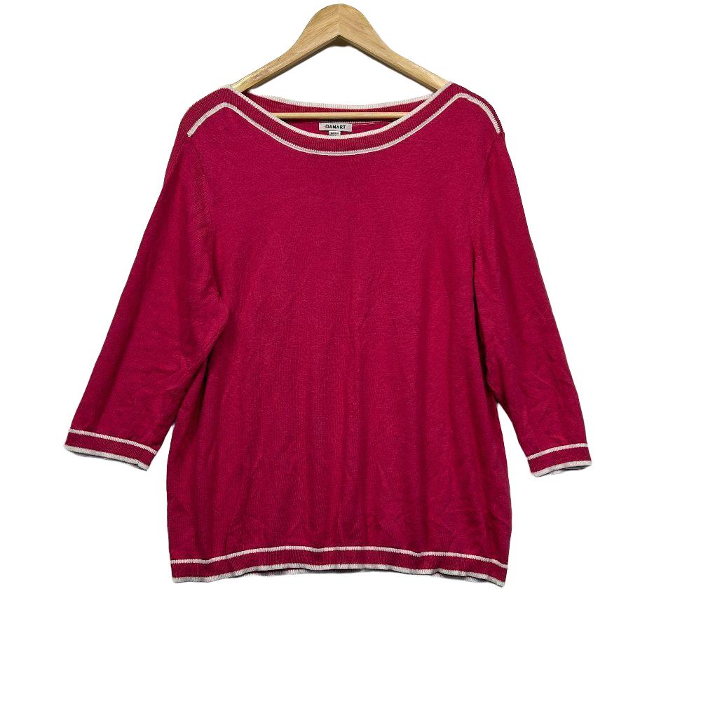 Damart Pink Cotton Knit Top -  Size 16