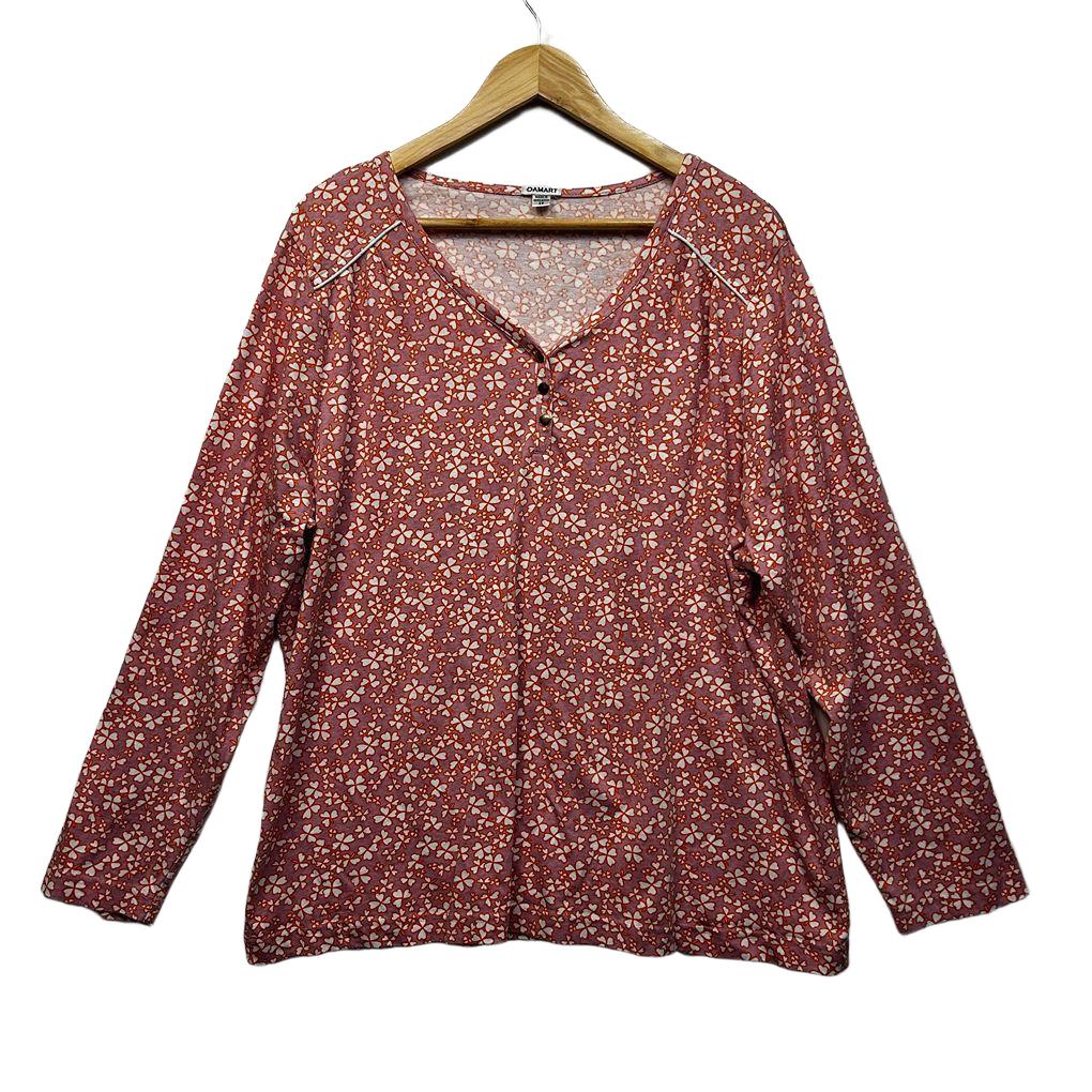 Damart Pink Cotton Floral Top - Size 22