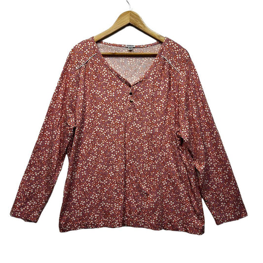 Damart Pink Cotton Floral Top - Size 22