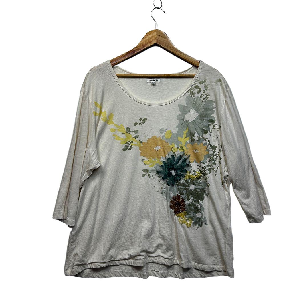 Damart White Plus Size Embellished Cotton Top - Size 22