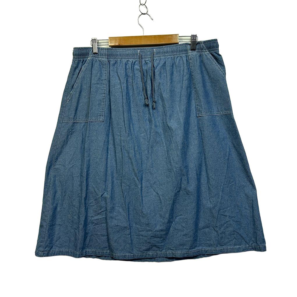 Damart Blue Cotton Midi Skirt - Size 22