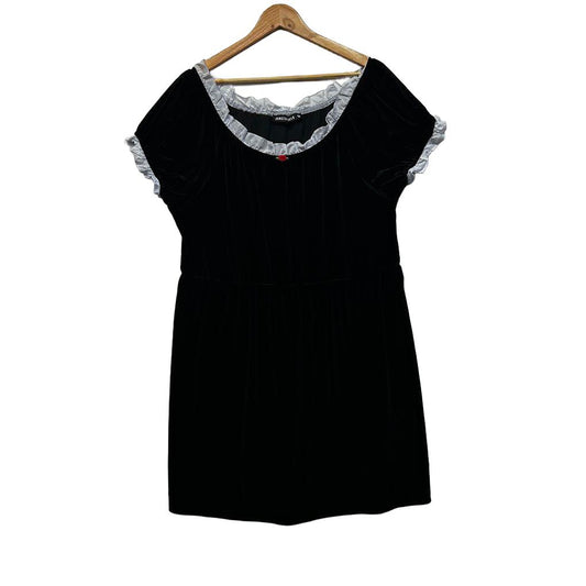 Dangerfield Black Plus Size Velvet Dress - Size 18