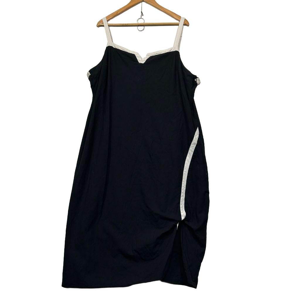 Dani Marie Black Cotton Linen Midi Dress - Size 24