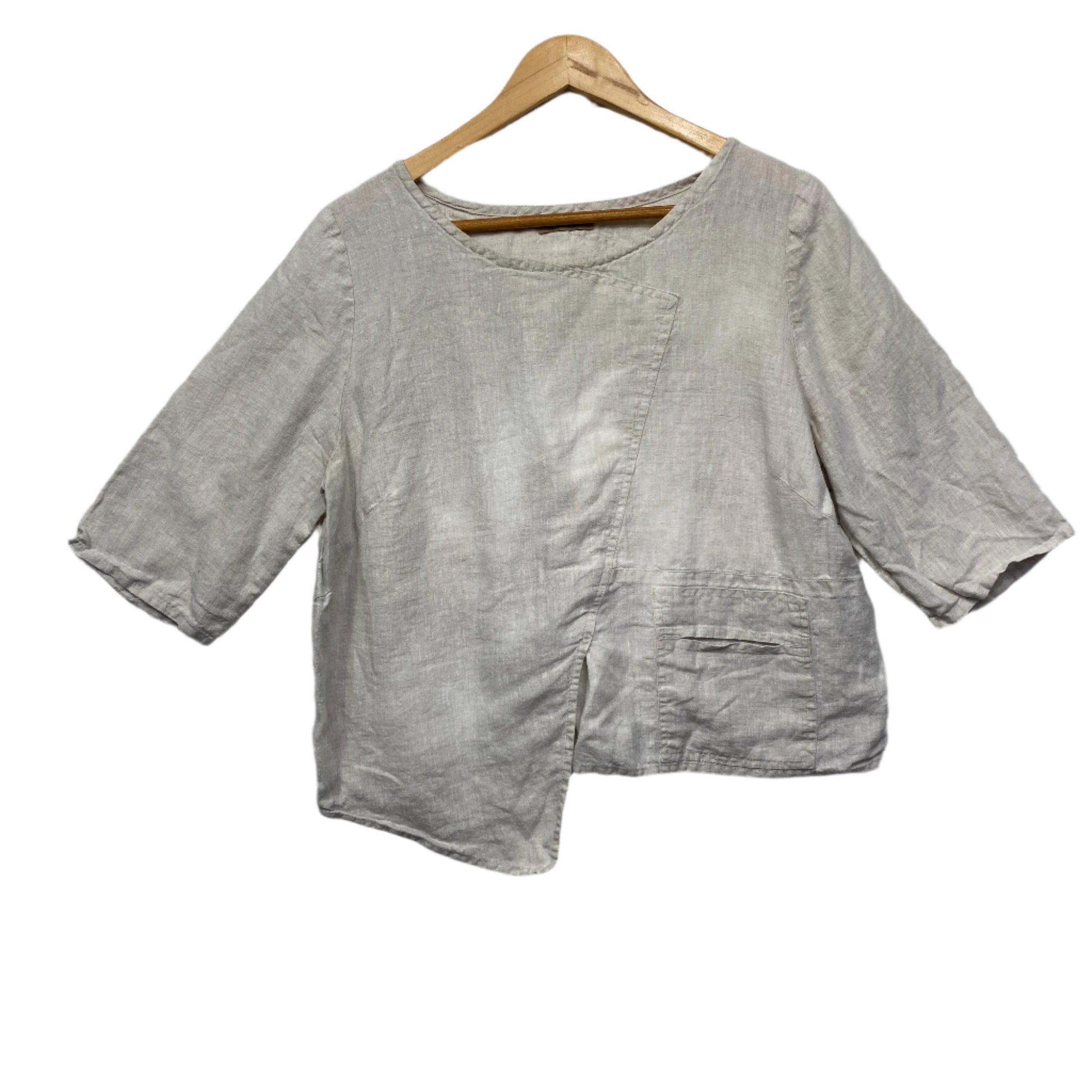 Daronne Linen Top Size 14 Biege Australian Designer