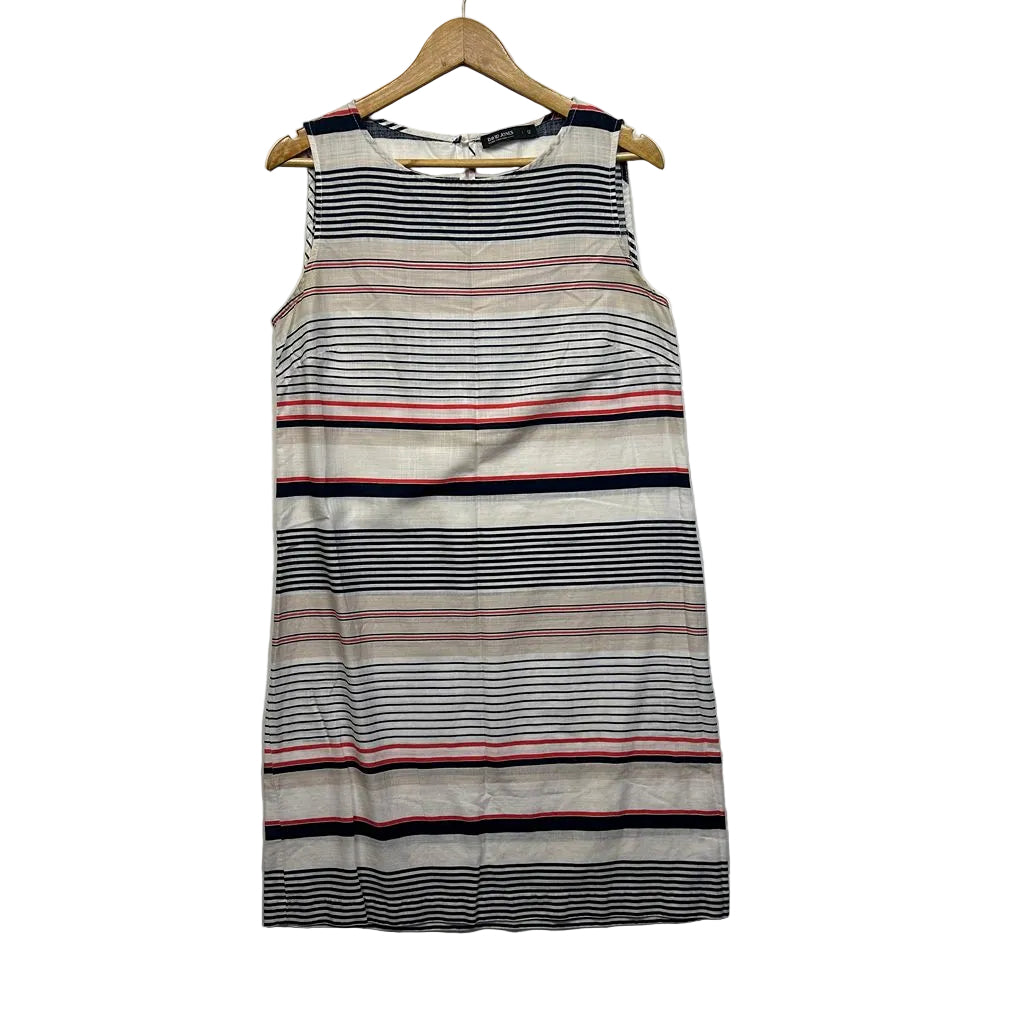 David Jones White Striped Cotton Dress - Size 12
