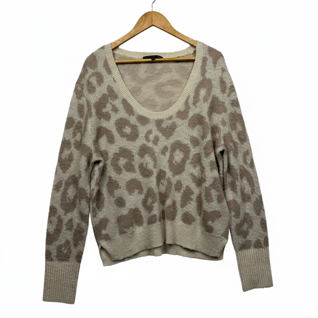 David Lawrence Animal Print Wool Blend Jumper - Size M