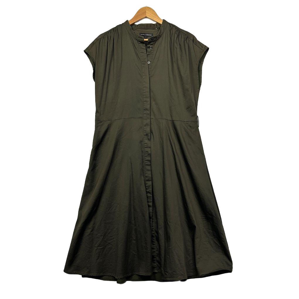 David Lawrence Olive Cotton Shirt Dress - Size 14
