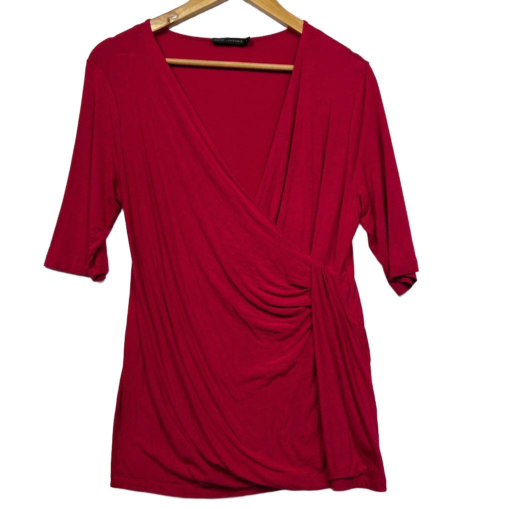 David Lawrence Red Wrap Top - Size L