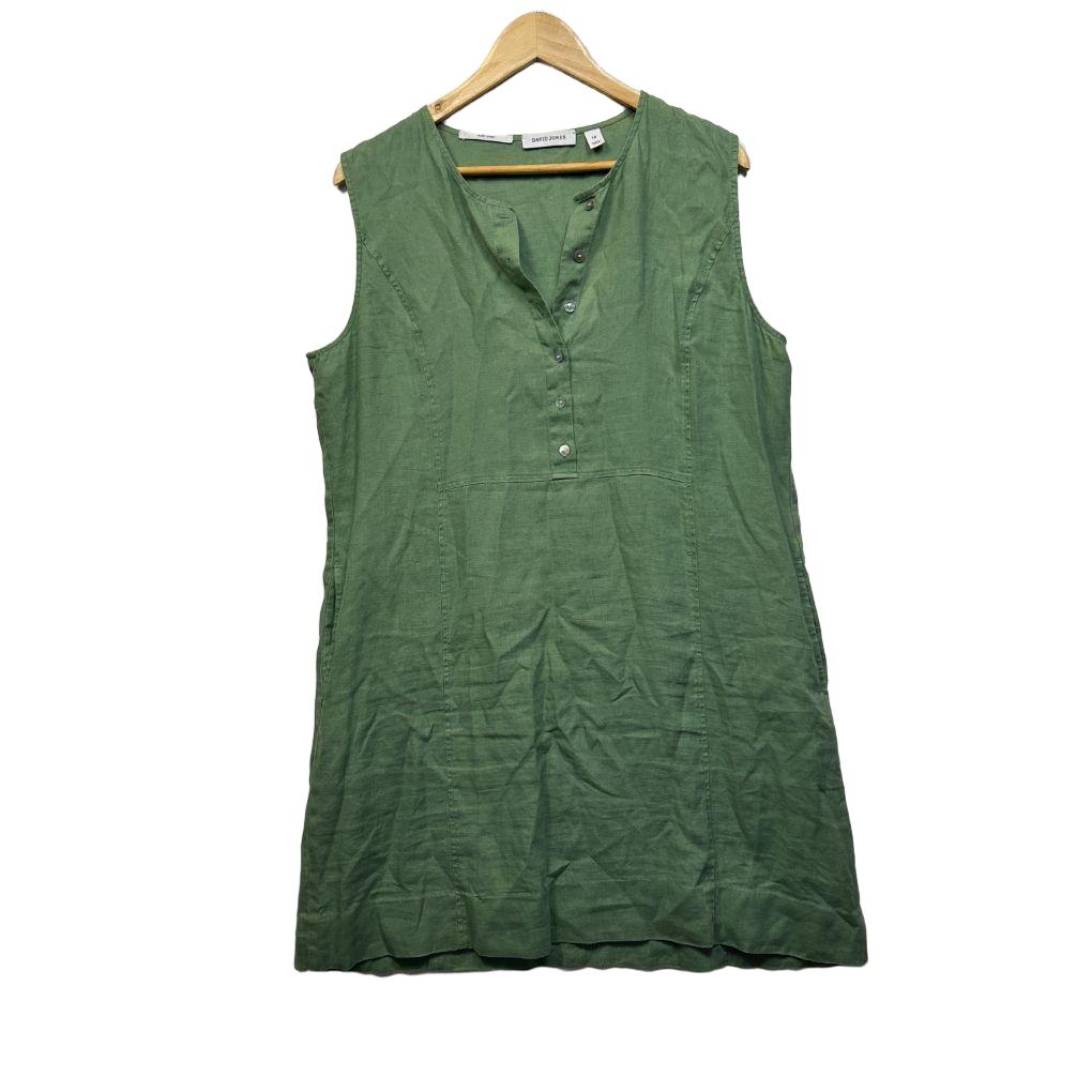 David Jones Green Linen Dress - Size 14