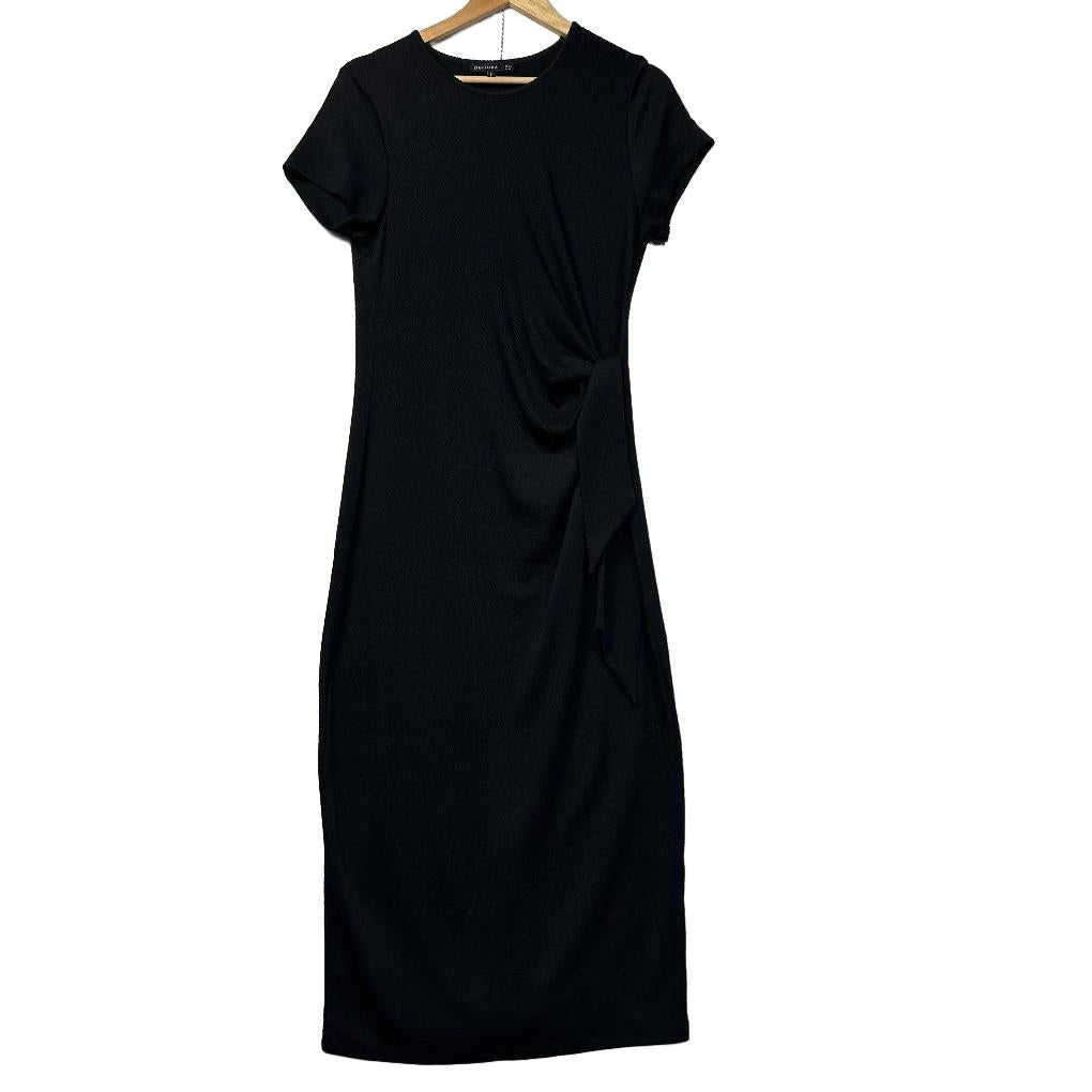Decjuba Black Fauz Wrap Dress - Size 14
