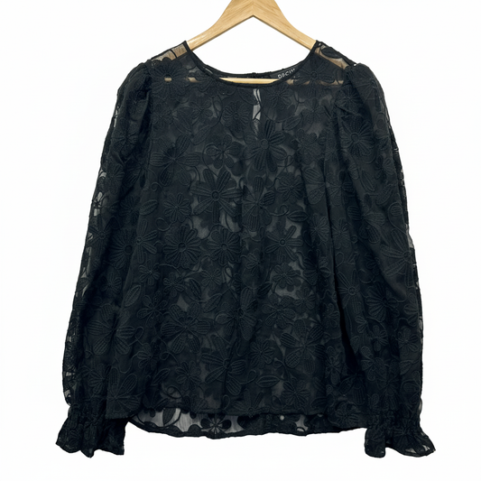 Decjuba Black Floral Lace Top - Front View