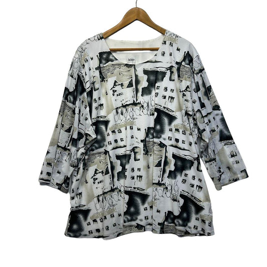 Derby Black and White Print Top - Size 22/24