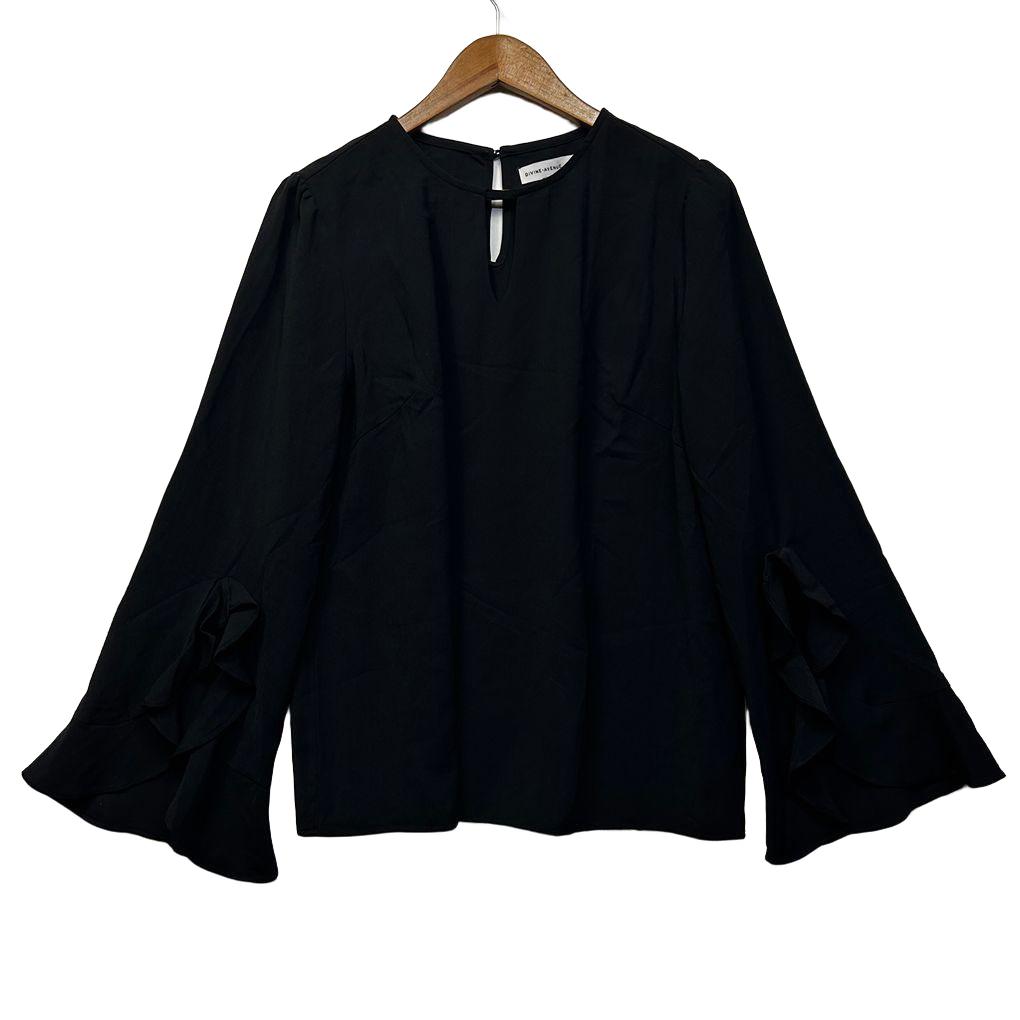 Divine Avenue Black Bell Sleeve Top - Size 16