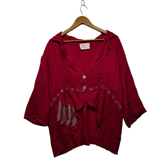 Donna Donna Italian Pink Linen Top - One Size 12/14/16
