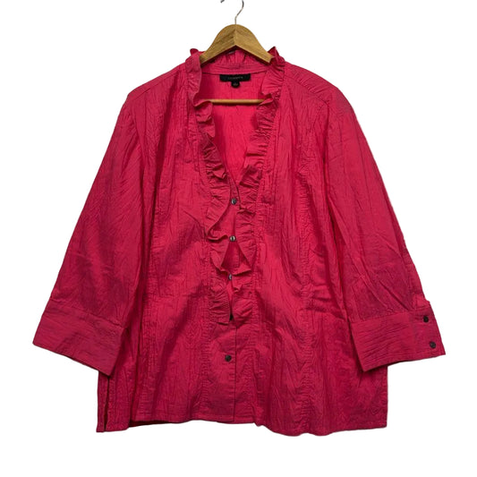 Dossier Hot Pink Cotton Ruffle Top- Size 22