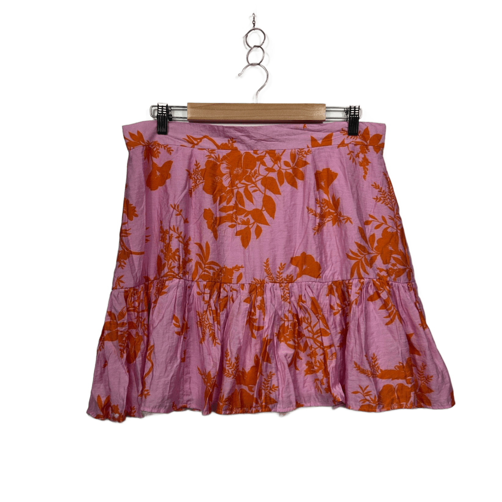 Dotti Pink Orange Floral Mini Skirt - Size 16