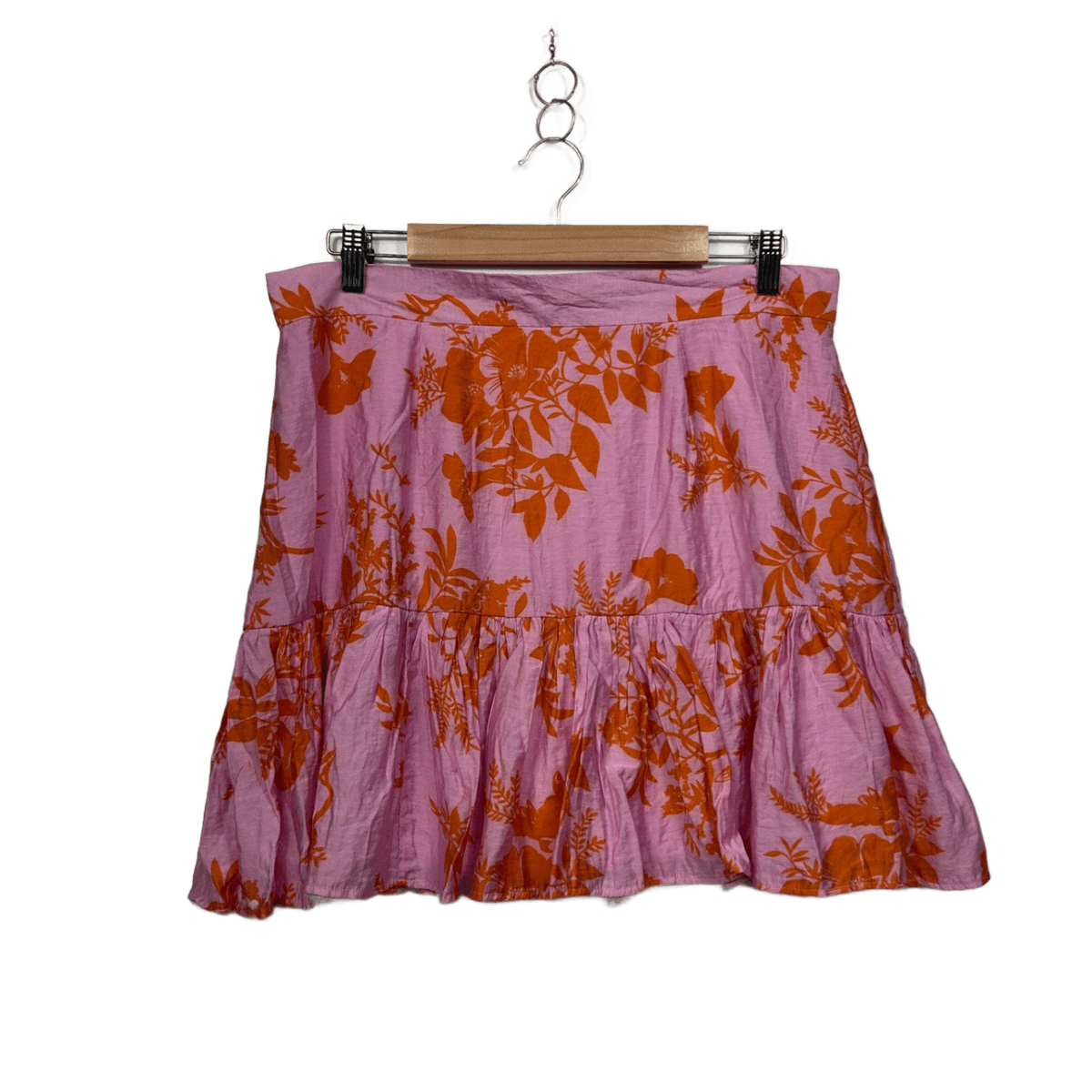 Dotti Pink Orange Floral Mini Skirt - Size 16