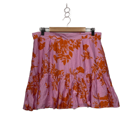 Dotti Pink Orange Floral Mini Skirt - Size 16