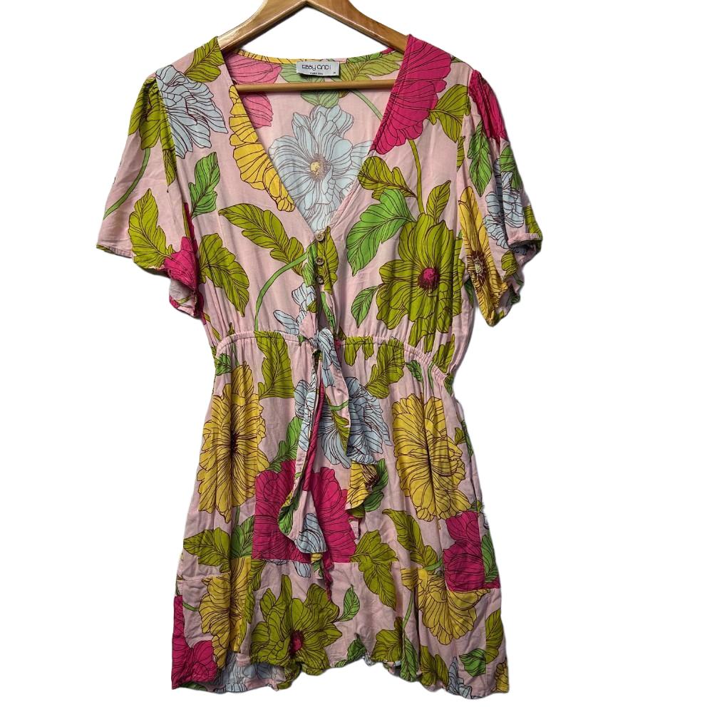 Ebby And I Pink Floral Dress - Size 14