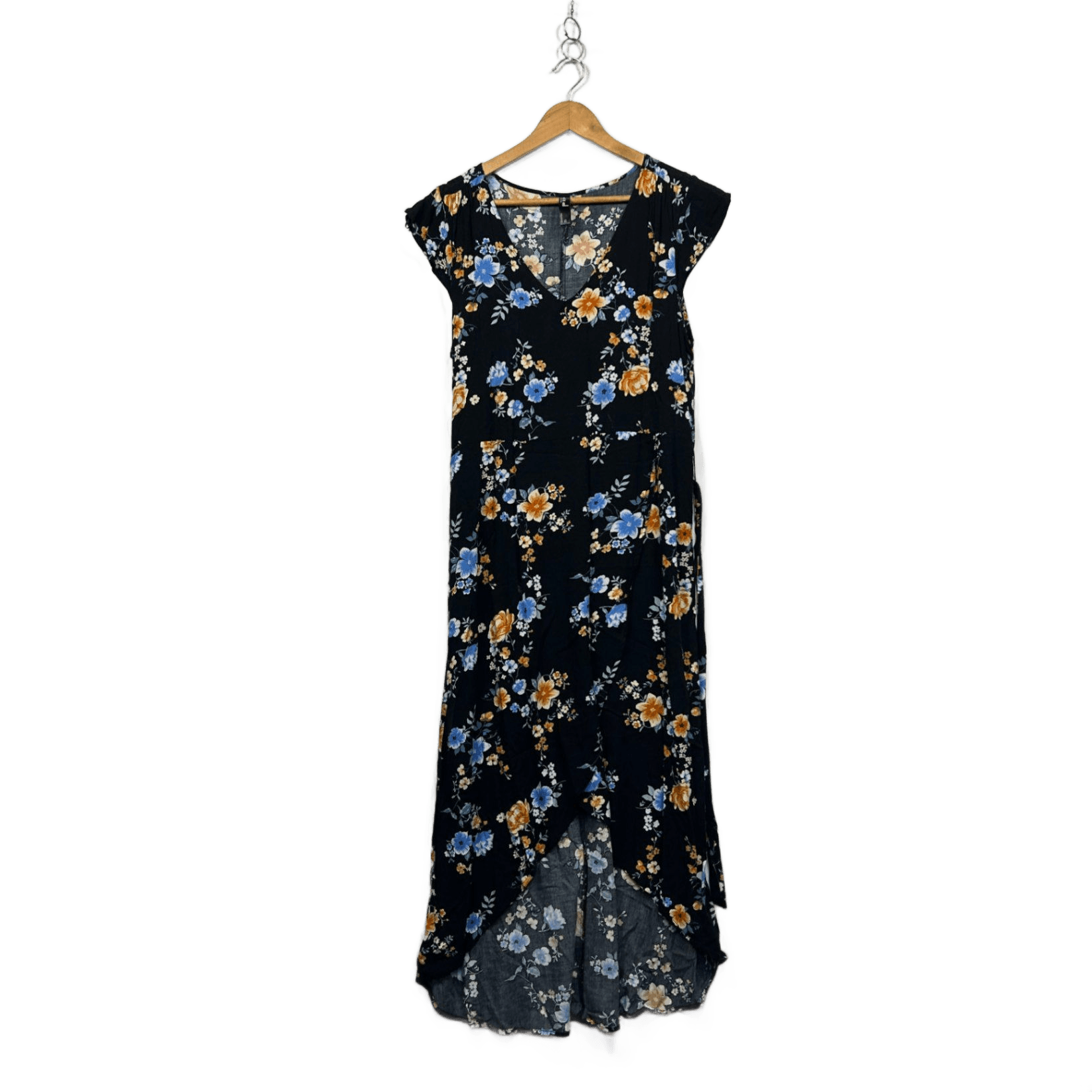 Ed.it.ed Black Floral Cap Sleeve Maxi Dress - Size 12