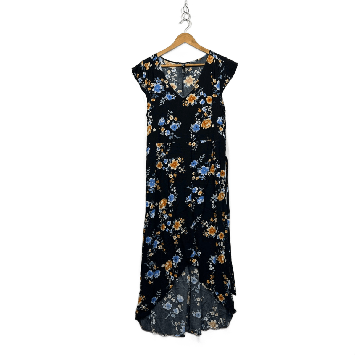 Ed.it.ed Black Floral Cap Sleeve Maxi Dress - Size 12