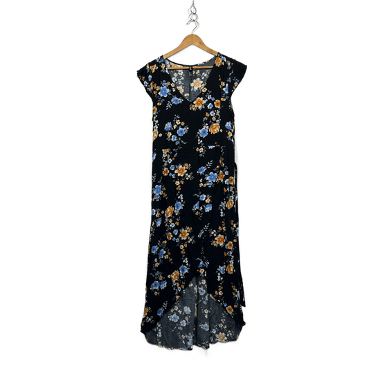 Ed.it.ed Womens Black Viscose Cap Sleeve Maxi Floral Dress Size 12